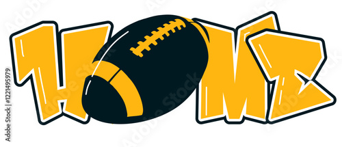 Home - gold and black football player helmet, sport vector graphics, hockey, for street art - graffiti lettering typography - art illustration - multicolor - writen	
