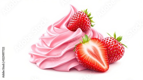Pink cream with strawberries