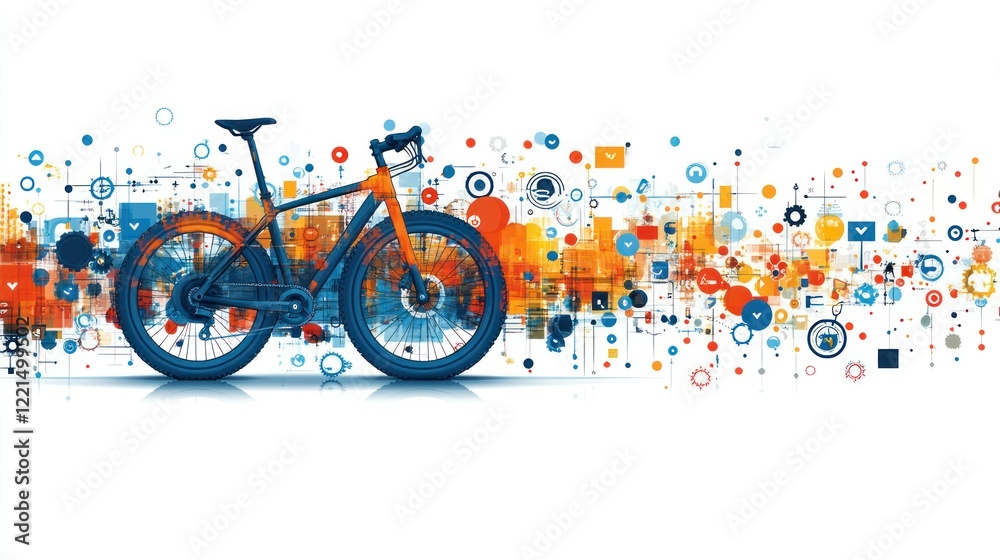 Fototapeta premium Futuristic E-bike Concept: Technology and Cycling Converge