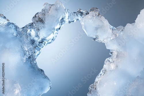 Two chunks of ice sit side by side in this still life scene photo