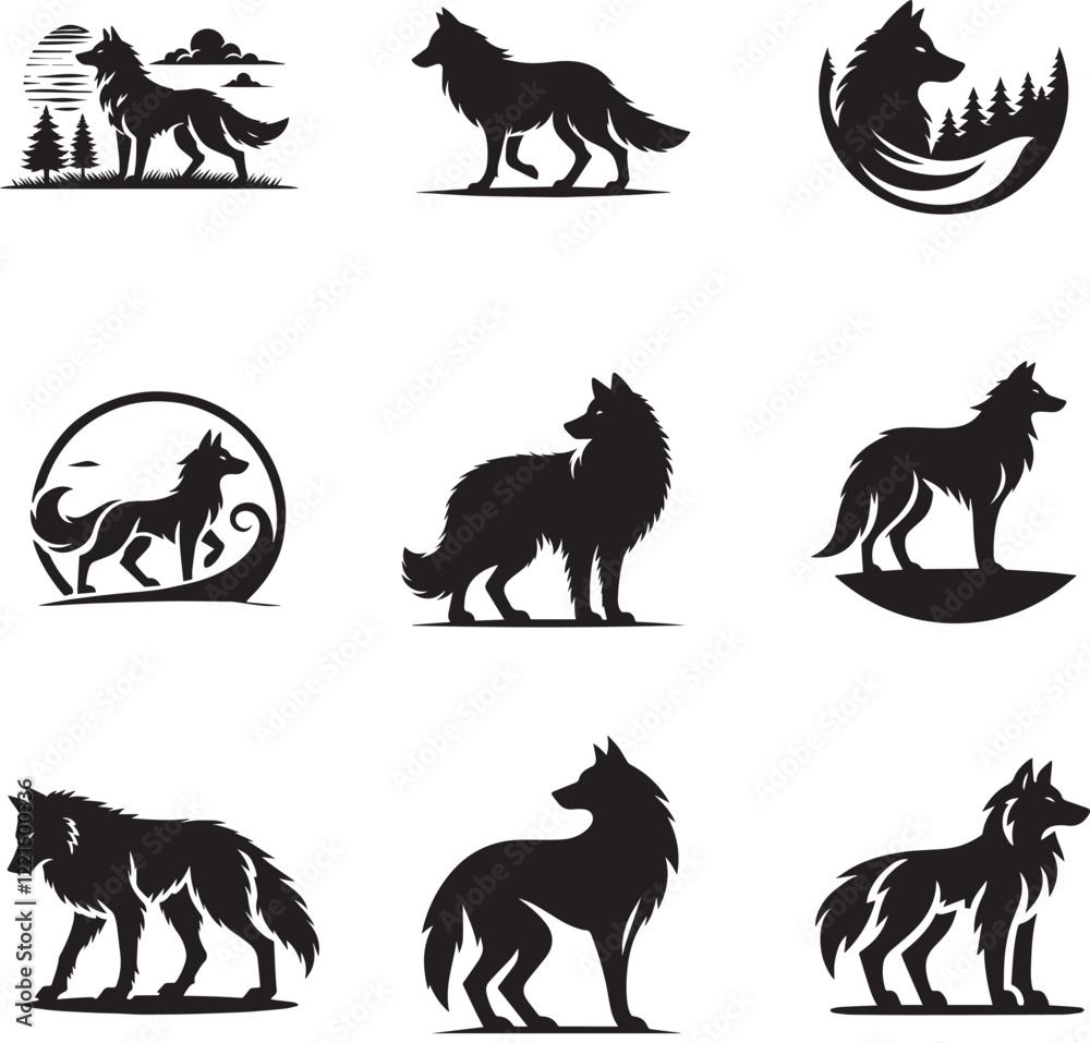 Naklejka premium set of animals silhouettes