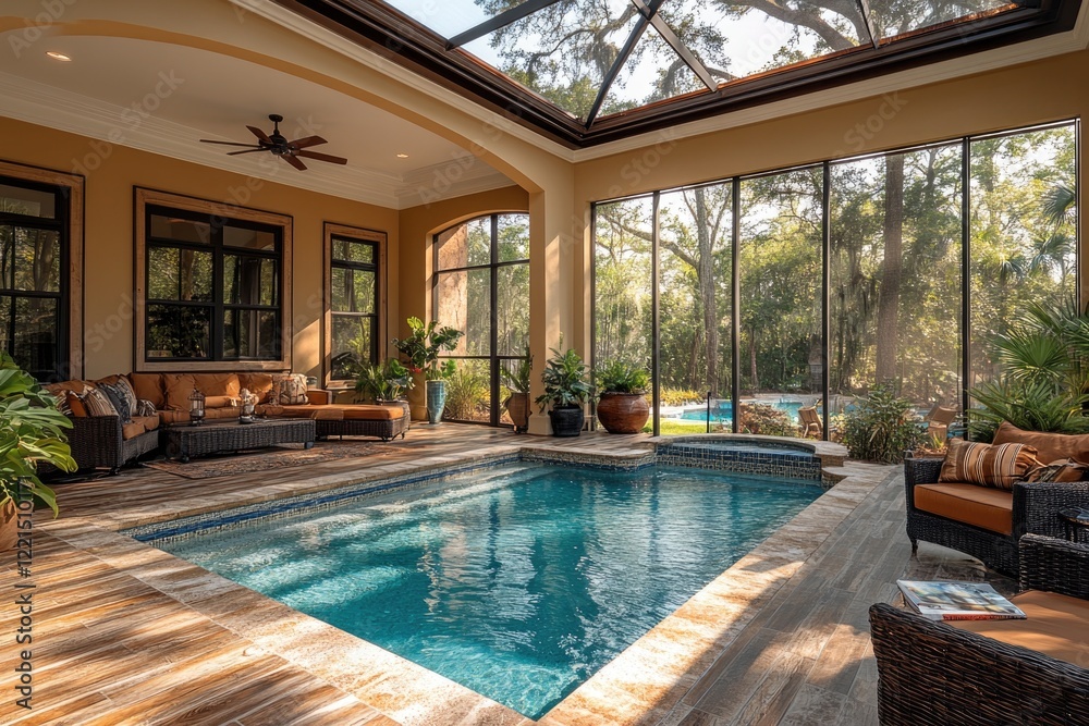 custom made wallpaper toronto digitalA small pool surrounded by a patio area with outdoor furniture and plants