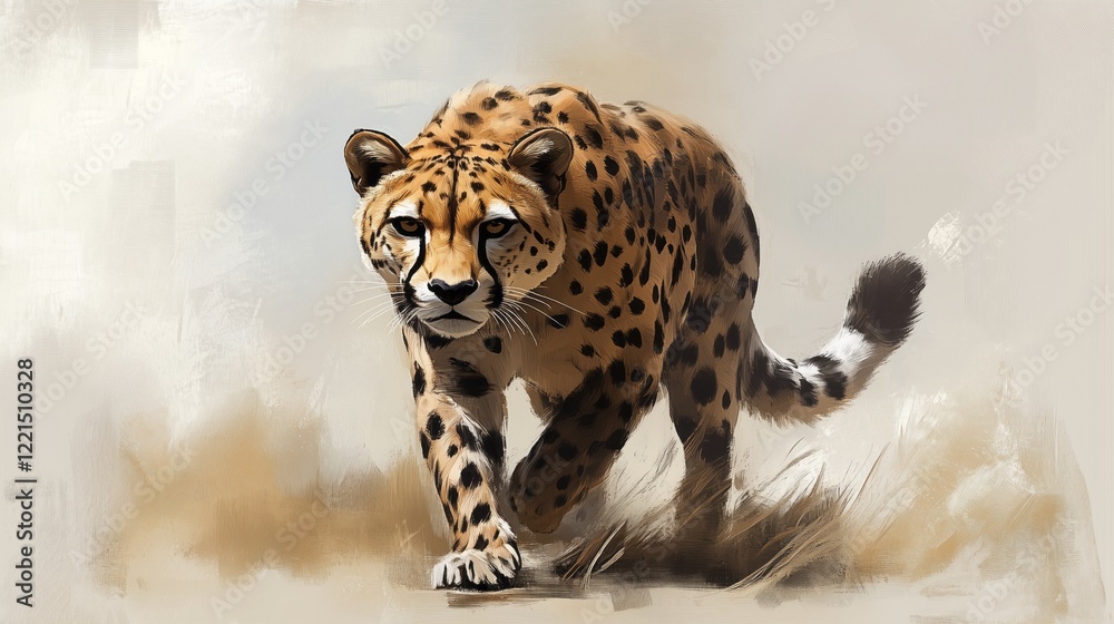Fototapeta premium Majestic predator in focus: wildlife art capturing the intense gaze of a cheetah for nature-themed design projects