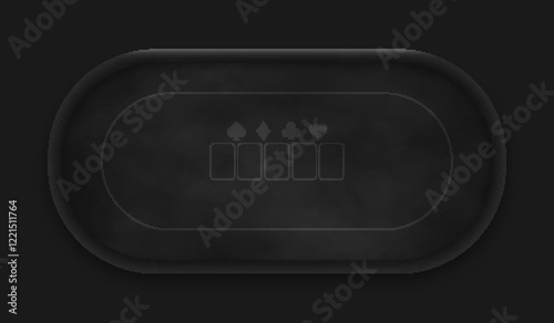 Poker table made of black cloth isolated on dark background. Black Poker table for game online poker. Vector illustration.