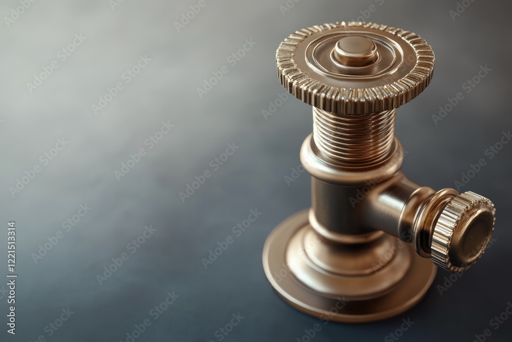 Elegant gold-colored metal valve with intricate details, possibly for industrial or artistic use. Elegant gold-colored metal valve with intricate details, possibly for industrial or artistic use.