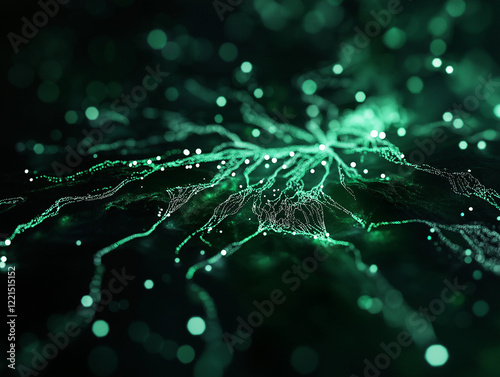 Alien Vein: Glowing Organic Circuits, AI-Powered Tech Design, Futuristic Bio-Network, Abstract Art, 