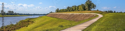 Paved Cycle Trail atop Earthen Levee Along Mississippi River in Louisiana: A Fusion of Design and Flood Control