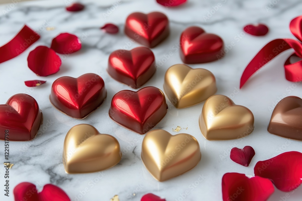 Fototapeta premium Perfect combination of chocolate and roses for Valentine’s Day