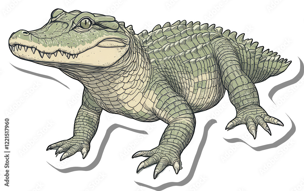 Obraz premium A Detailed Illustration Of A Young Alligator