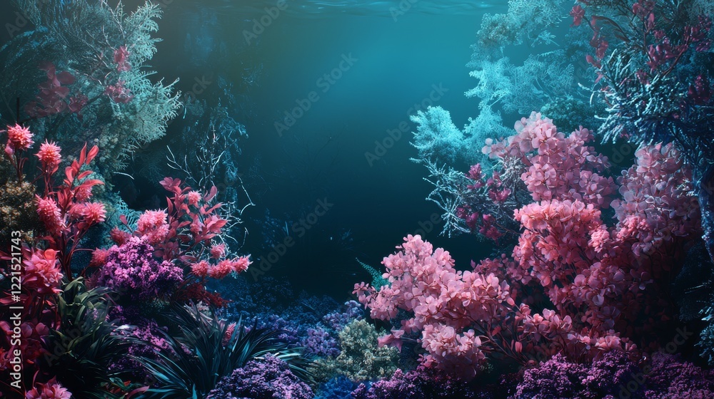 Naklejka premium Underwater coral landscape with vibrant colors