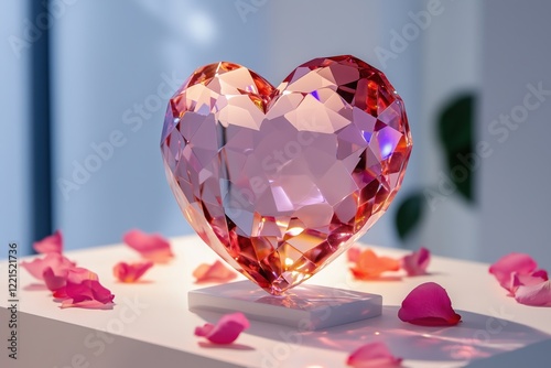 High-quality Valentine art with a faceted crystal heart and shimmer photo