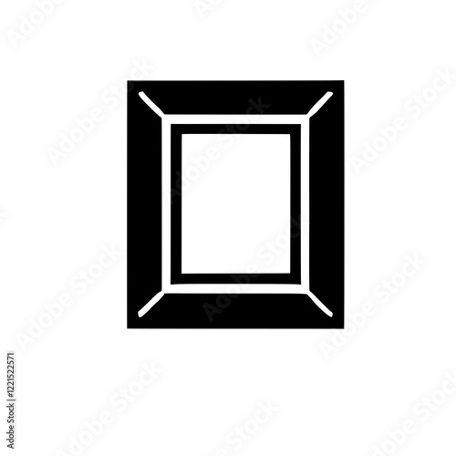 Simple Picture Frame: A minimalist illustration of a classic picture frame, showcasing a black silhouette against a clean background.