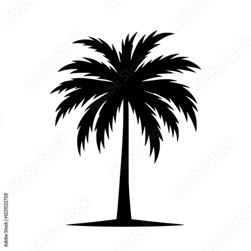 Palm Tree Silhouette: A stylized silhouette of a palm tree, elegant and minimal in its design, evokes feelings of tropical getaways and summer vacations.