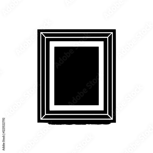 Empty Picture Frame: A simple yet elegant black picture frame with a double border sits against a plain background, ready to showcase your cherished memories or artwork.