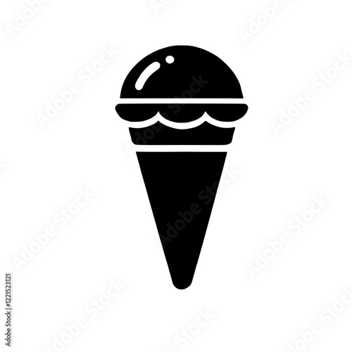 Ice Cream Cone Icon: A simple yet delicious vector illustration of a classic ice cream cone, perfect for summer menus, food blogs, or app designs.