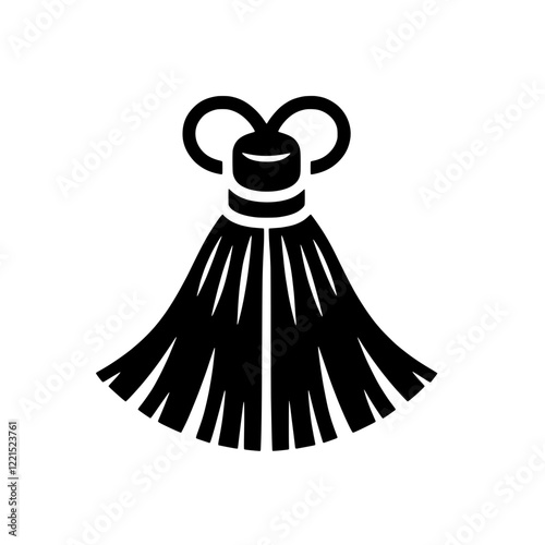 Black and White Tassel Icon: A bold, minimalist icon of a tassel in black and white, ideal for adding a touch of elegance and sophistication to any design project.