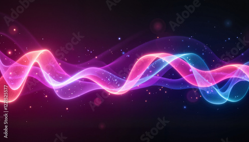 Colorful glowing waveforms in abstract light dispersion, photonics art