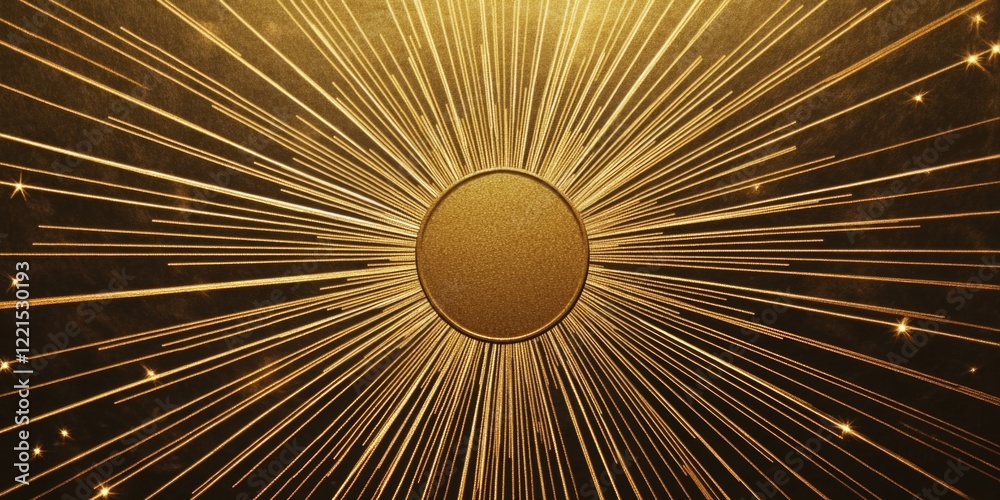 Obraz premium A gold starburst with a bold and eye-catching design, ideal for use in promotional materials, posters, or packaging