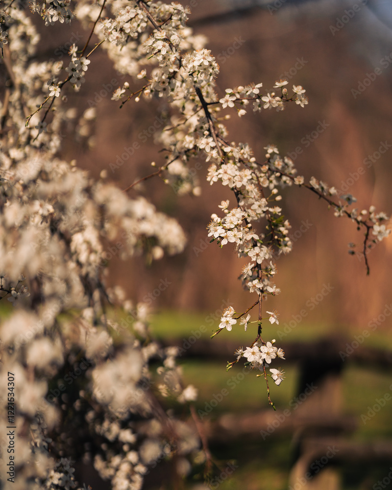 Blossoming tree in spring with white flowers