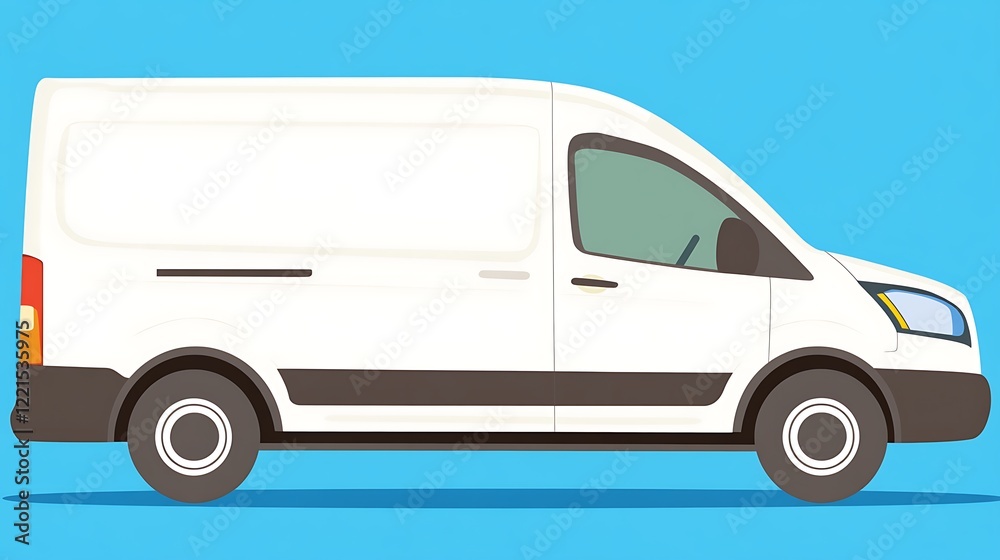 White delivery van on blue background, for transportation White delivery van on blue background, for transportation
