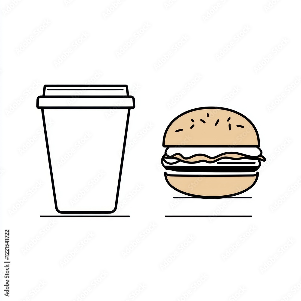 Coffee and burger takeaway lunch break Coffee and burger takeaway lunch break