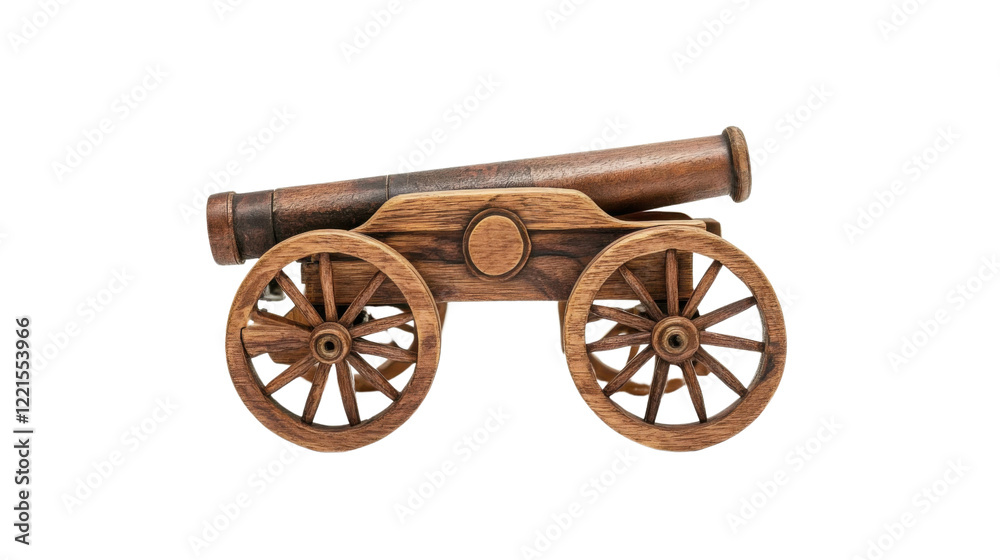 Fototapeta premium Ancient cannon on wheels on transparent background 