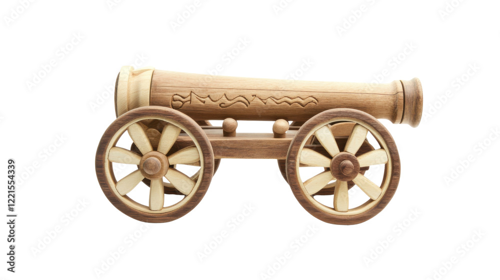 Fototapeta premium Ancient cannon on wheels on transparent background 