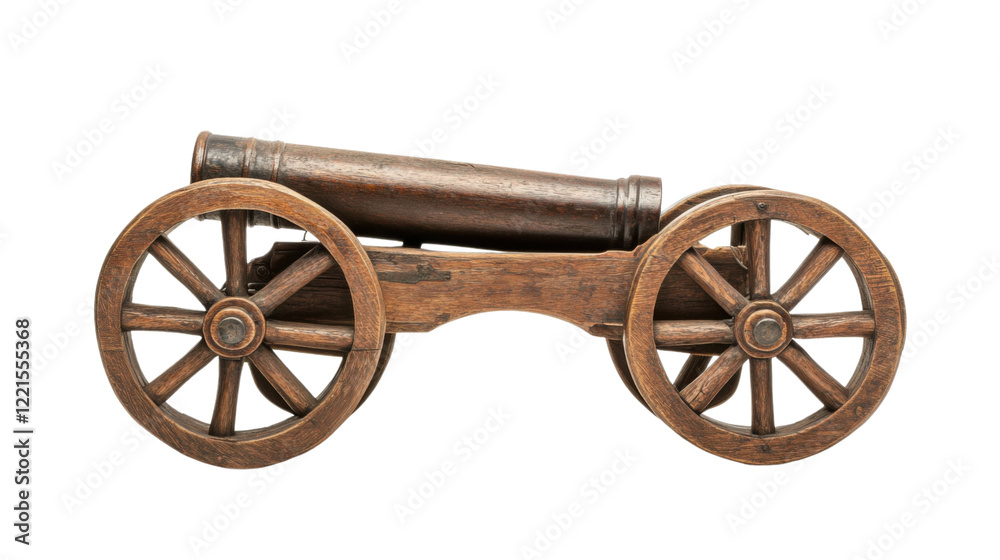 Ancient cannon on wheels on transparent background Ancient cannon on wheels on transparent background
