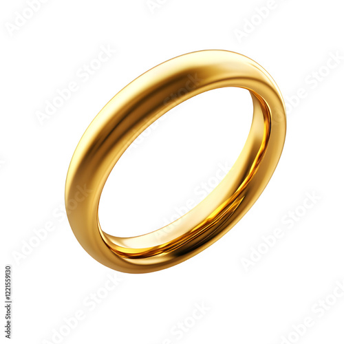 simple single golden ring on transparent background