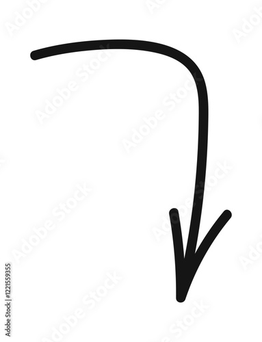 Simple downward arrow black doodle