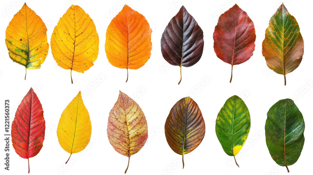 Obraz premium Autumn colored leaves on transparent background