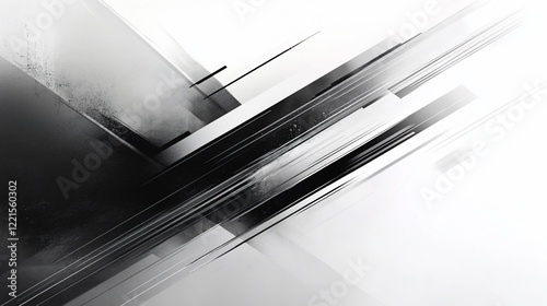 Abstract grayscale geometric shapes, dynamic lines and contrast.