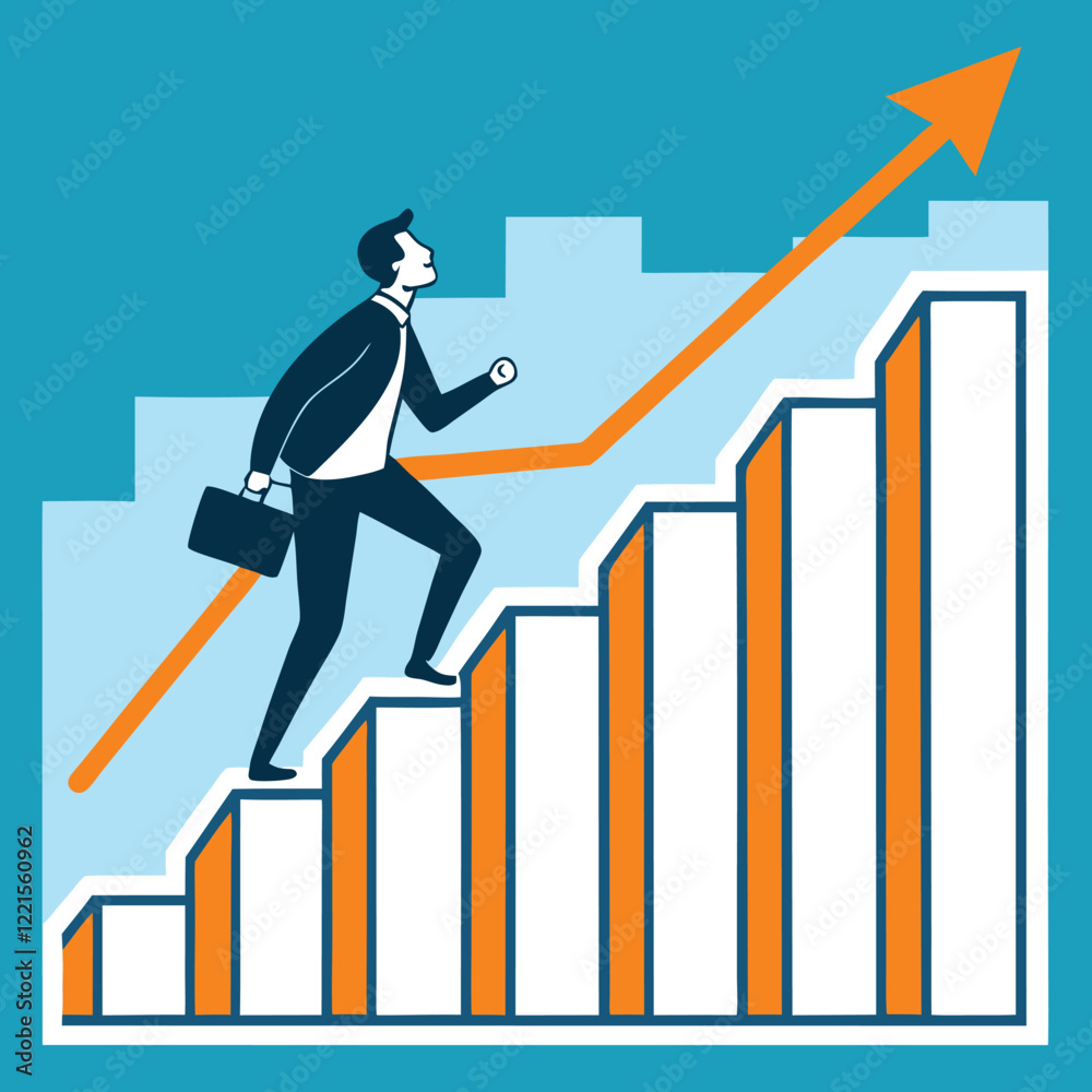 Vector art showing a business graph growing upward, clean style Vector art showing a business graph growing upward, clean style