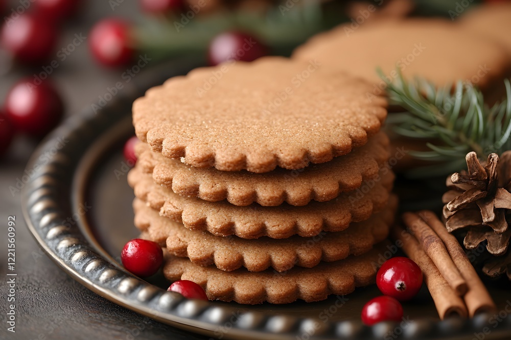 Festive Holiday Cookies with Cranberries and Cinnamon for Christmas Display Festive Holiday Cookies with Cranberries and Cinnamon for Christmas Display