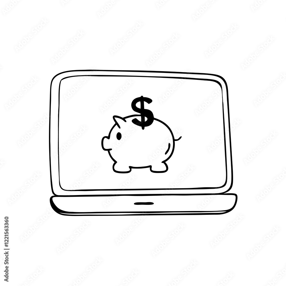 Fototapeta premium piggy bank icon vector illustration create-a-icon-of-online-savings-with-white-backgro
