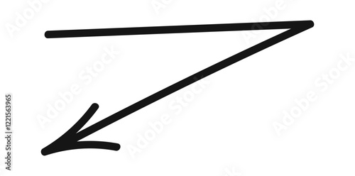 Sharply turning arrow black doodle