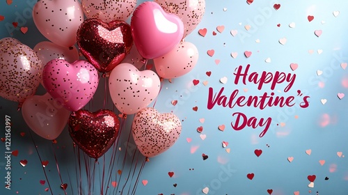Valentine's day text card with heart balloons
