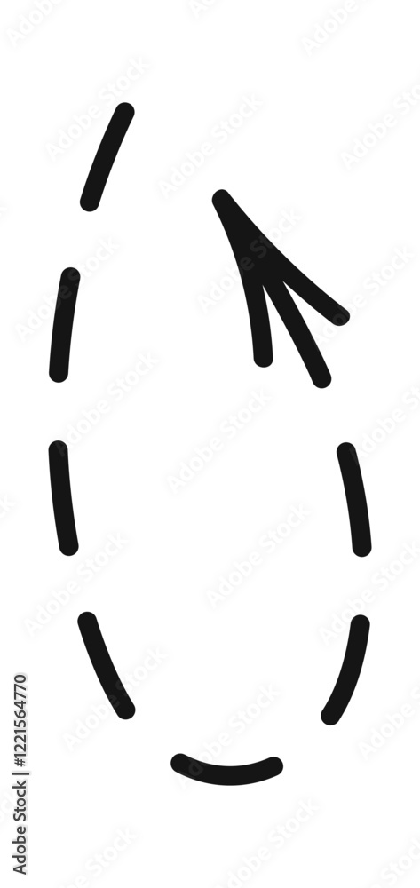 Rounded dashed arrow pointing upward Rounded dashed arrow pointing upward