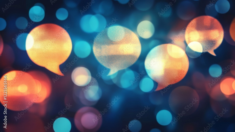 Abstract Bokeh Speech Bubbles - Colorful Communication Abstract Bokeh Speech Bubbles - Colorful Communication