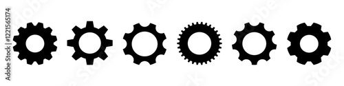 A set of gears. 
Silhouette of black gear icons.Vector illustration.