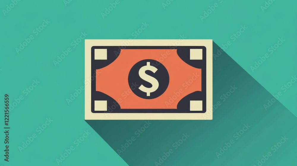 Modern Financial Icon: Dollar Bill Graphic Design Modern Financial Icon: Dollar Bill Graphic Design