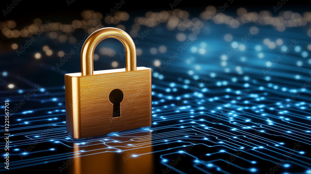 A digital padlock set against a futuristic interface of interconnected glowing lines, representing secure information networks. A digital padlock set against a futuristic interface of interconnected glowing lines, representing secure information networks.