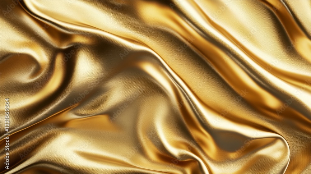 Fototapeta premium Golden Silk Fabric Texture - Luxurious Drape Background