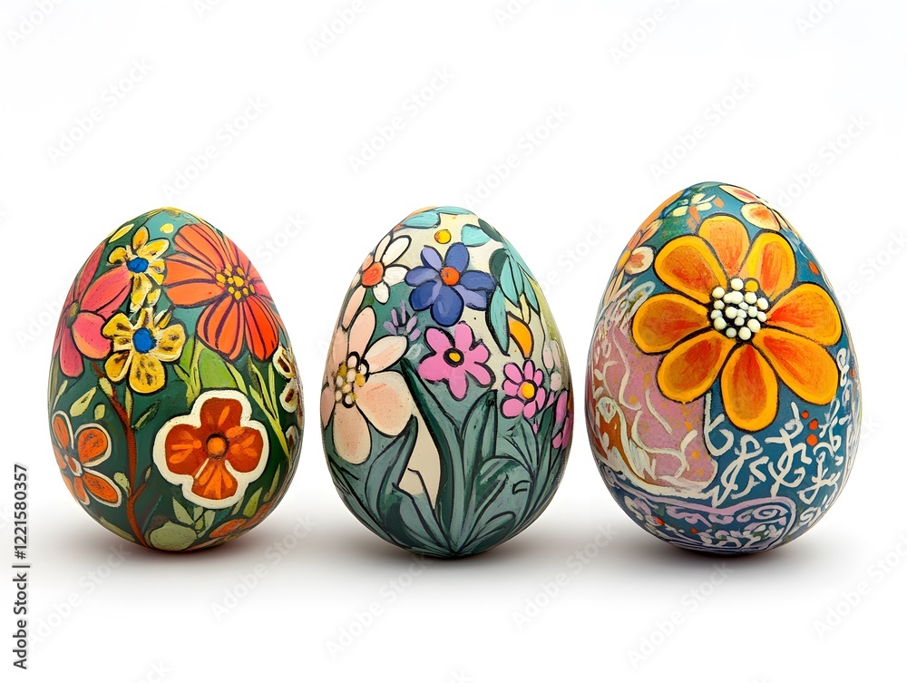 Fototapeta premium colorful easter eggs with flowers