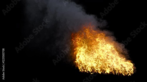 Car fire - fire effect only - vehicle burning VFX - 4K Pro Res with mask pass, 60 fps