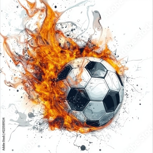 Wallpaper Mural Fiery Soccer Ball Illustration with Flames and Dynamic Artistic Design Torontodigital.ca
