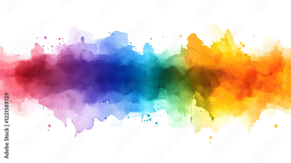 Fototapeta premium Colorful watercolor background with vibrant hues on a white canvas surface