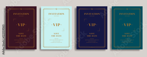 Vintage luxury invitation card template. Elegant invitation template with minimalist gold line design and classic theme