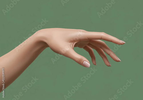Close-up of a hand displaying a relaxed pose, symbolizing ease and confidence against a muted background.