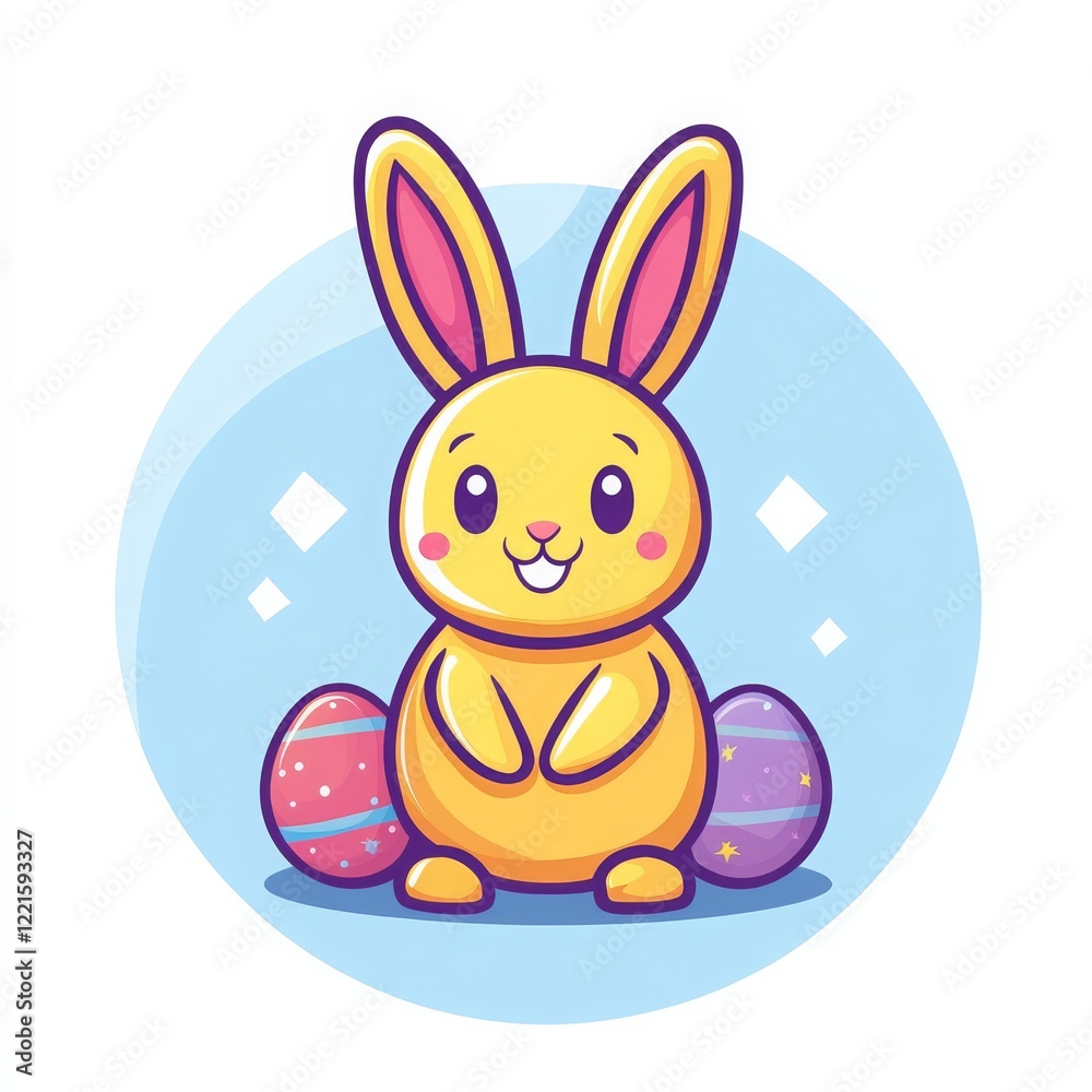 Fototapeta premium Minimalistic Easter bunny icon with thin outline in flat style Generative AI